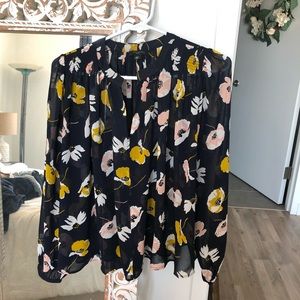 Ann Taylor sheer navy flower blouse